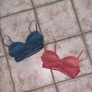 Lot of 2 Victoria’s Secret Padded Demi Lace Bras